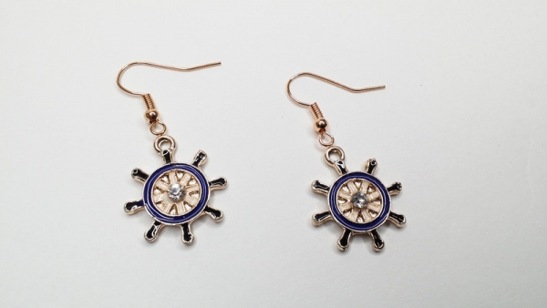 Steuerrad Ohrringe rosegoldfarben maritim